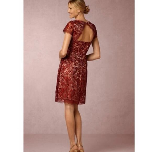 Women’s Anthropologie Maroon Hitherto Lace Elaine Cocktail Dress Size 0 - Picture 11 of 12
